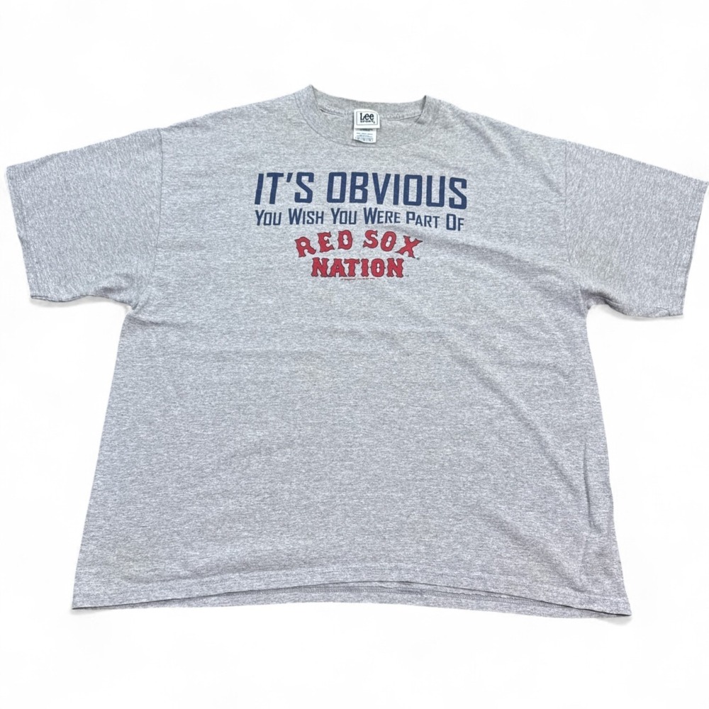Vintage‎ Y2K Boston Red Sox T Shirt Adult Size XL Gray Funny Logo MLB Tee